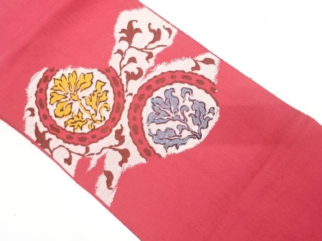 JAPANESE KIMONO / ANTIQUE NAGOYA OBI / WOVEN FLOWER ARABESQUE